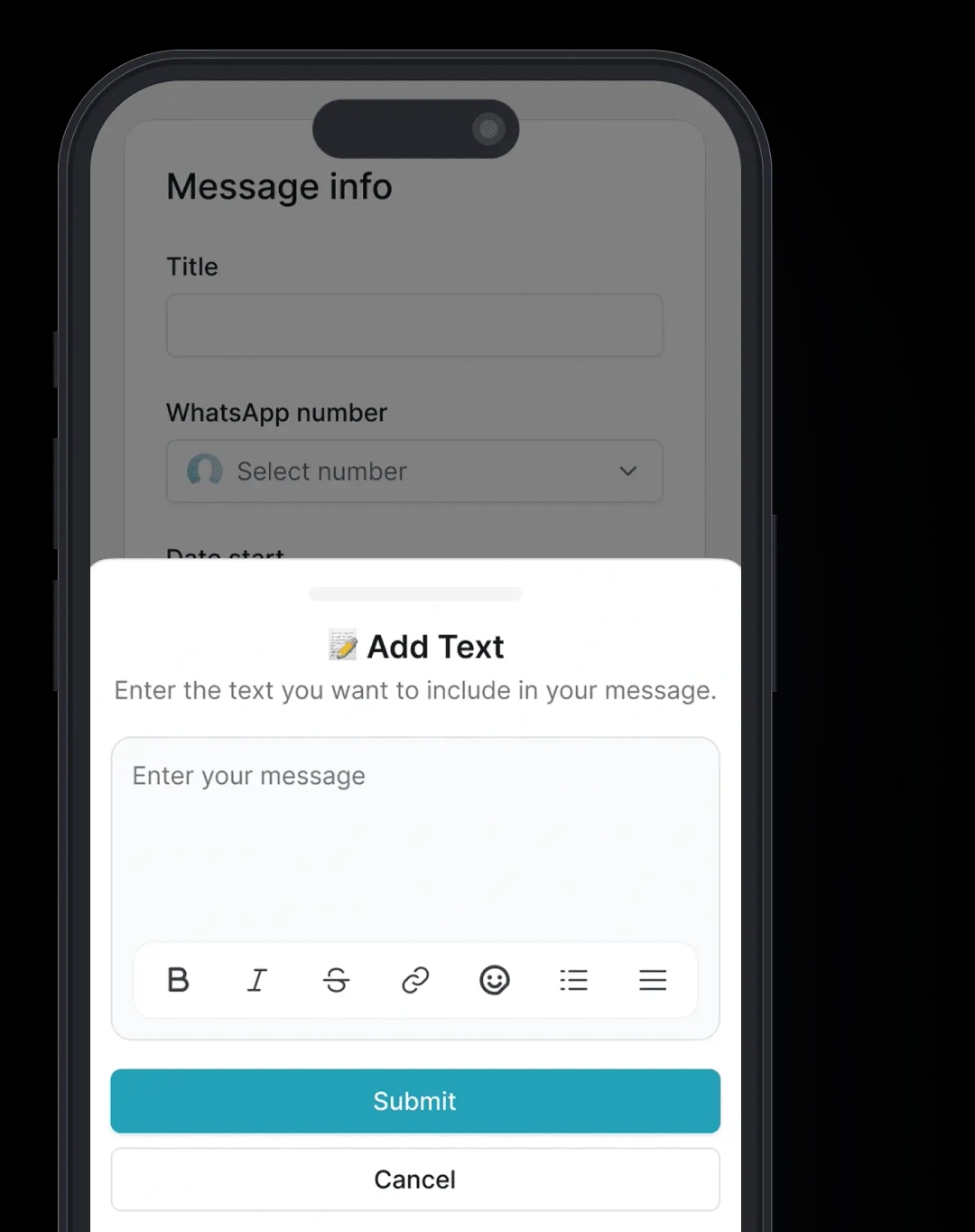 Illustration showcasing WhatsApp automation features on phone and desktop