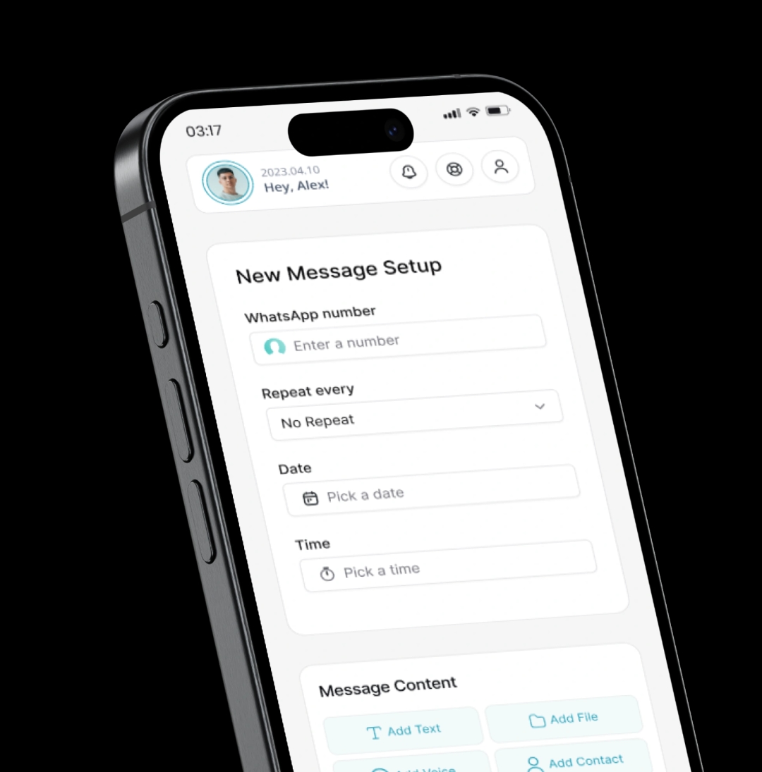 Visual representation of scheduling WhatsApp messages with SendOnTime