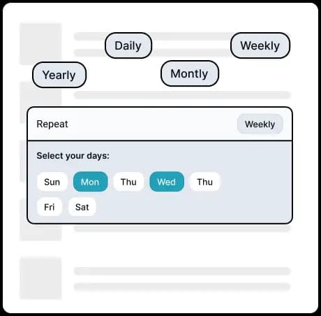 Options to repeat WhatsApp messages daily, weekly, or monthly on scheduling panel